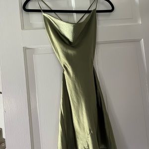 Beautiful, satin, forest green semi formal dress.